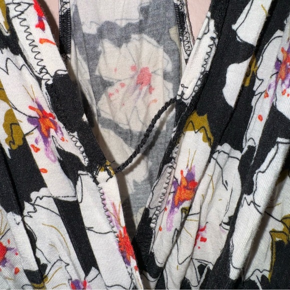 Free People Black Floral Sure Please Racerback Bodysuit Size L - Picture 7 of 14